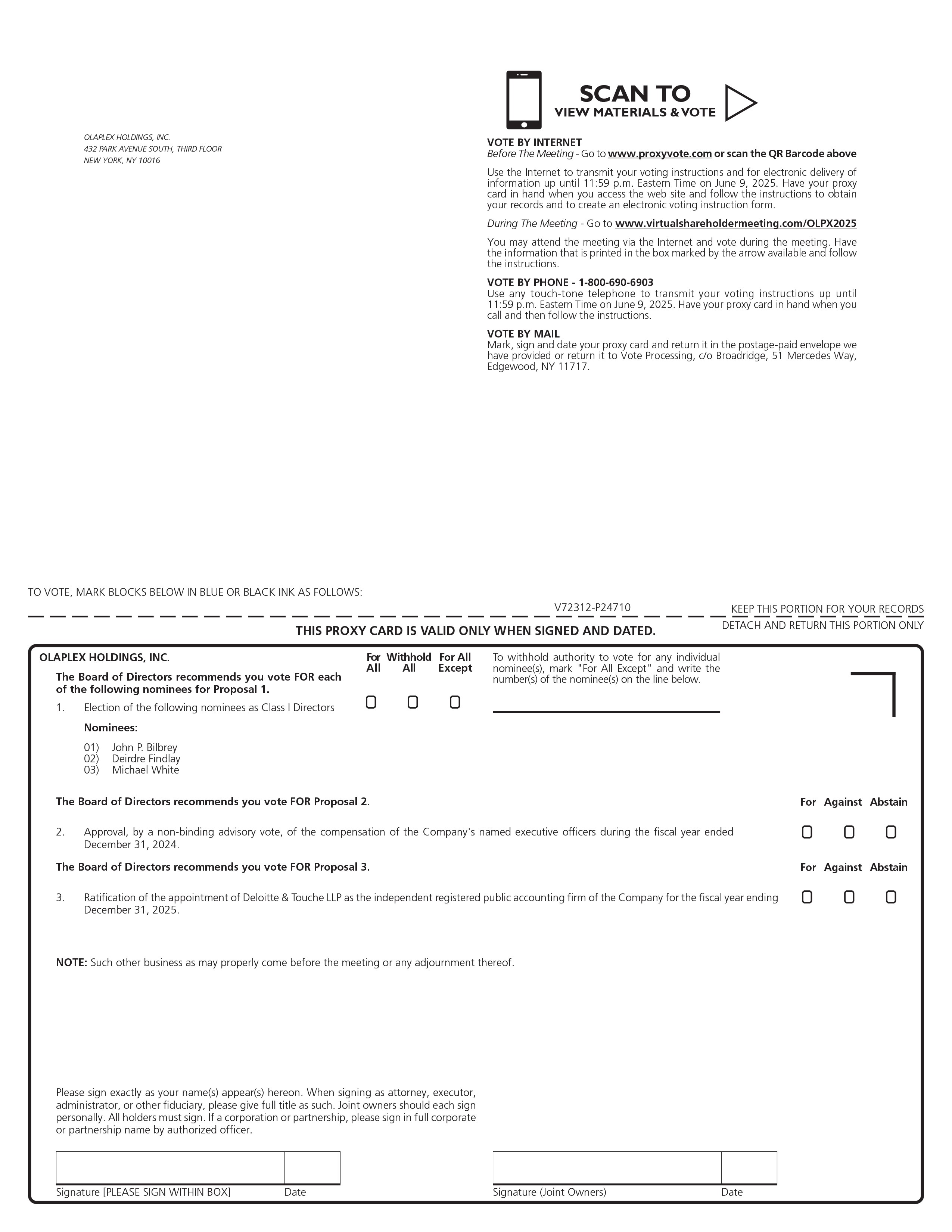 Accessible Proxy card PDF available under Documents Dropdown menu