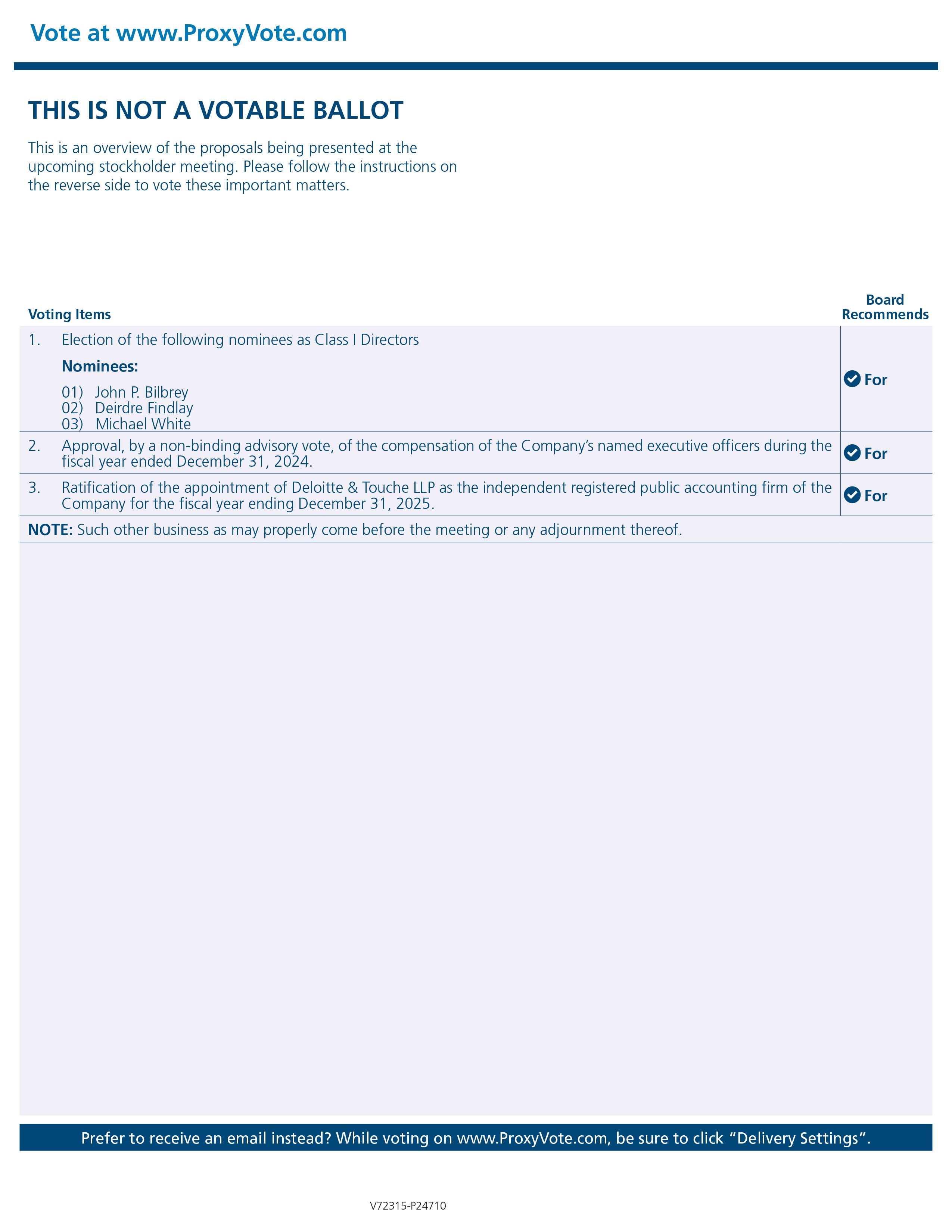 Accessible Proxy card PDF available under Documents Dropdown menu