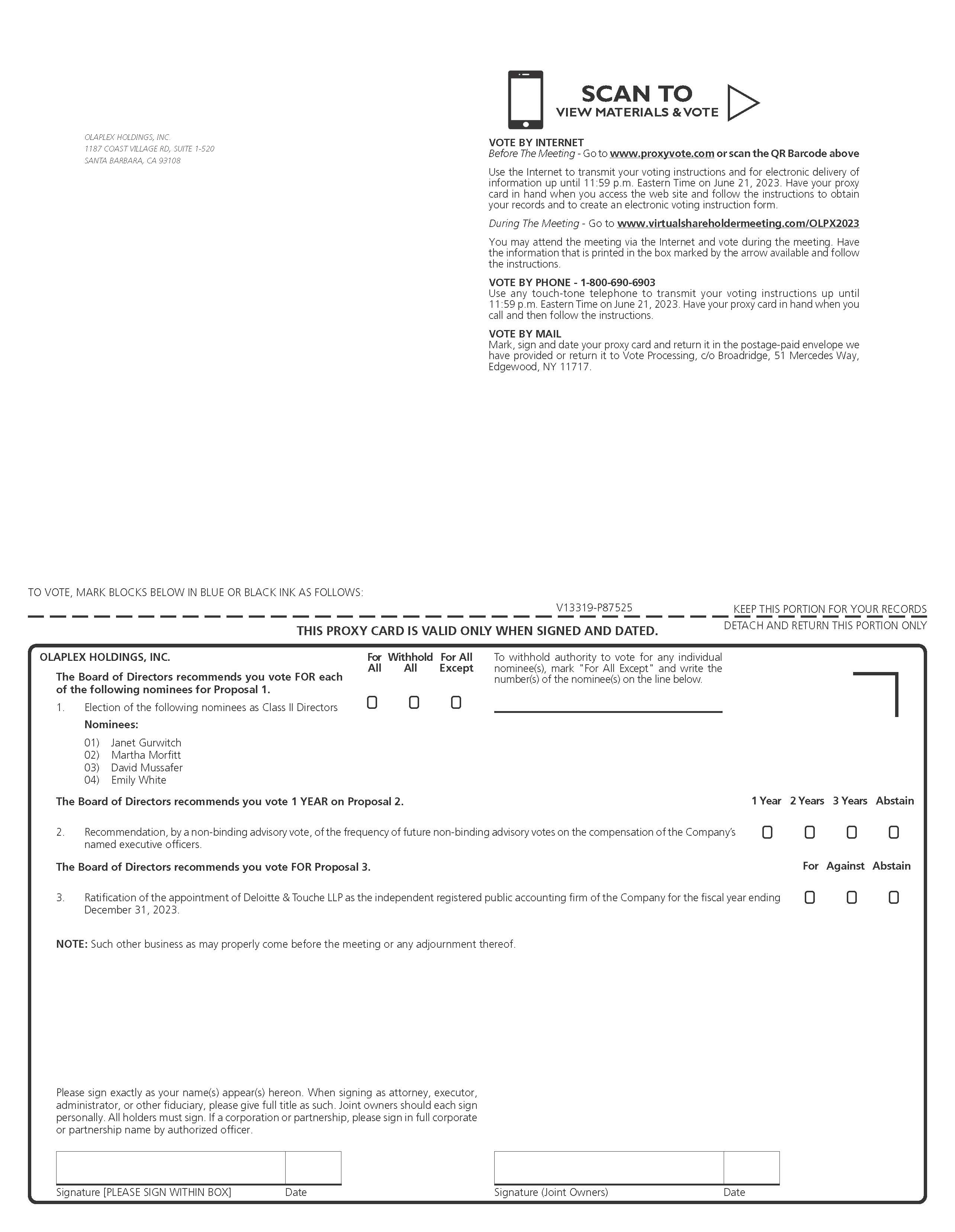 Proxy Card and Instructions, accessible PDF is available