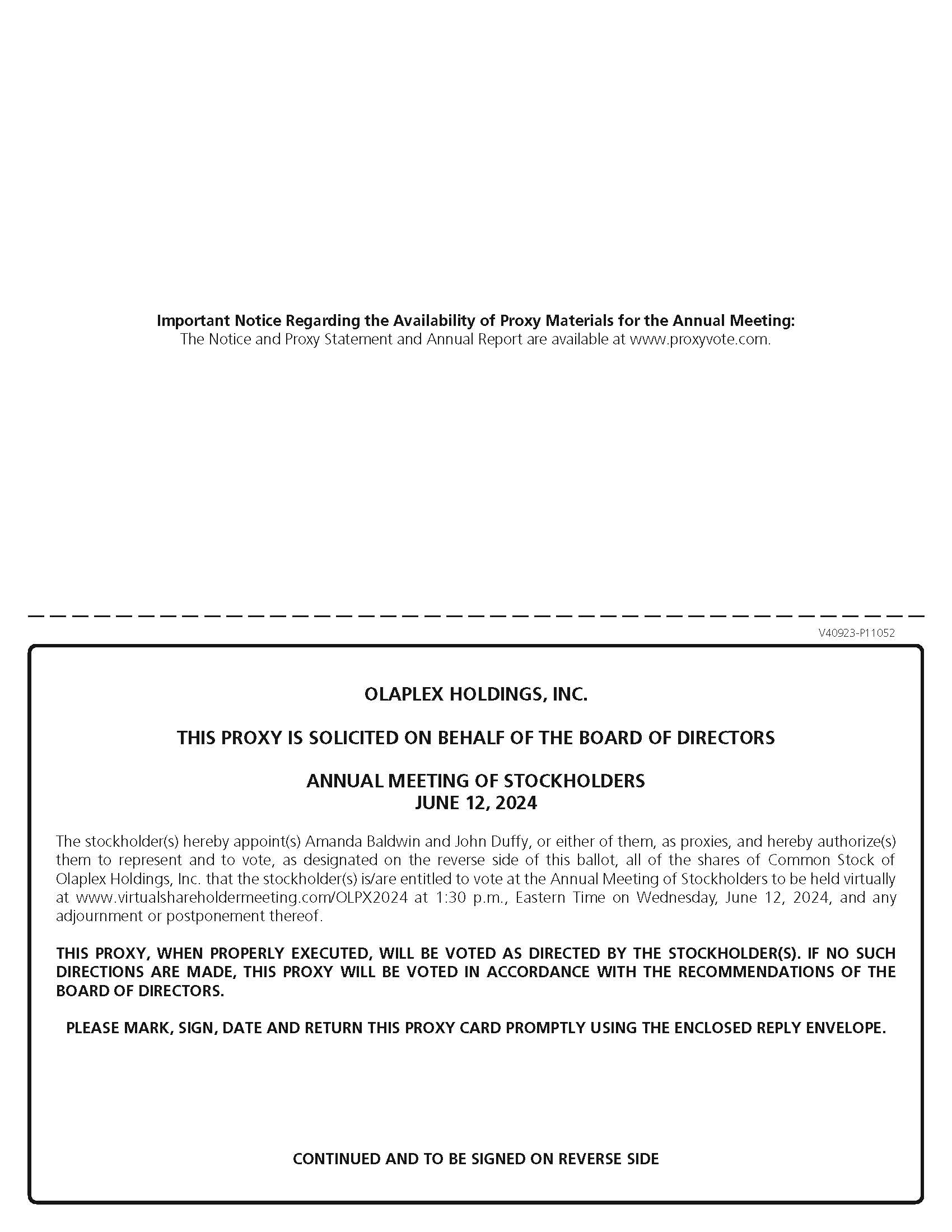 Preliminary Proxy Card - Back - accessible PDF available in Documents dropdown menu